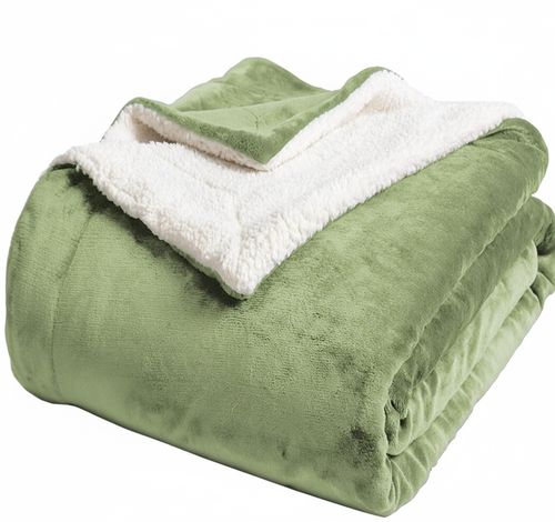 LBRO2M Sherpa Fleece Blanket Twin Sage Green