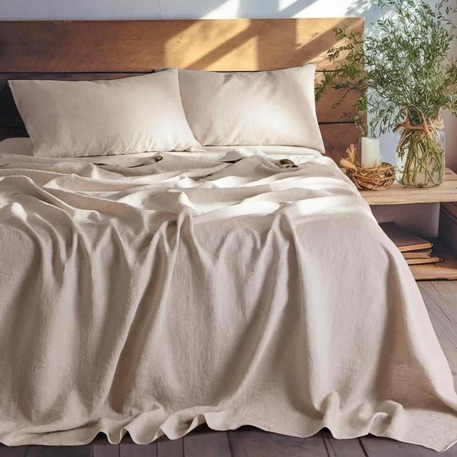 LBRO2M linen sheets in a cozy bedroom
