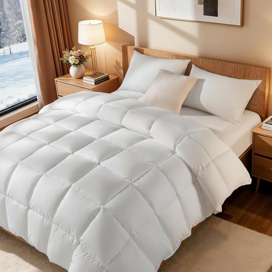 LBRO2M goose down comforter on bed